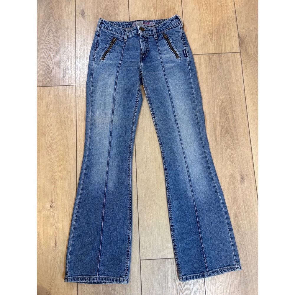 Silver Jeans Co Womens Flare Leg Blue Denim Seam Front Zip Pockets Y2K 28/33